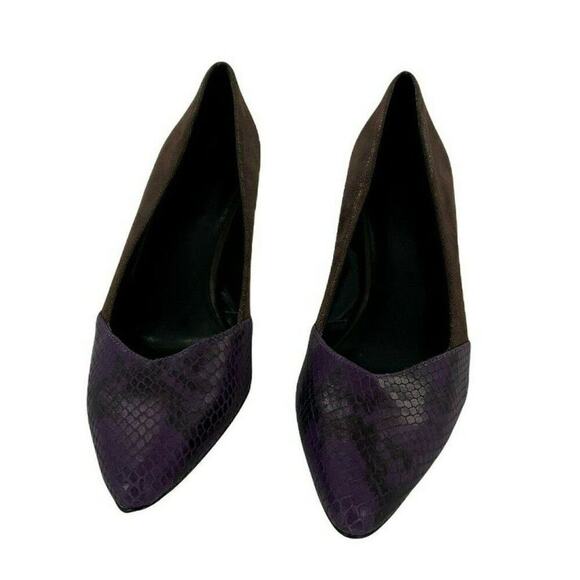 LOGO by Lori Goldstein Kate Shoes Women 7.5 Leather Pointed Toe Block Purple NEW - Picture 5 of 9